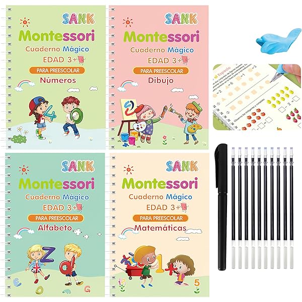 Set de 4 Libros Montessori Caligrafía - Aprende Fácil