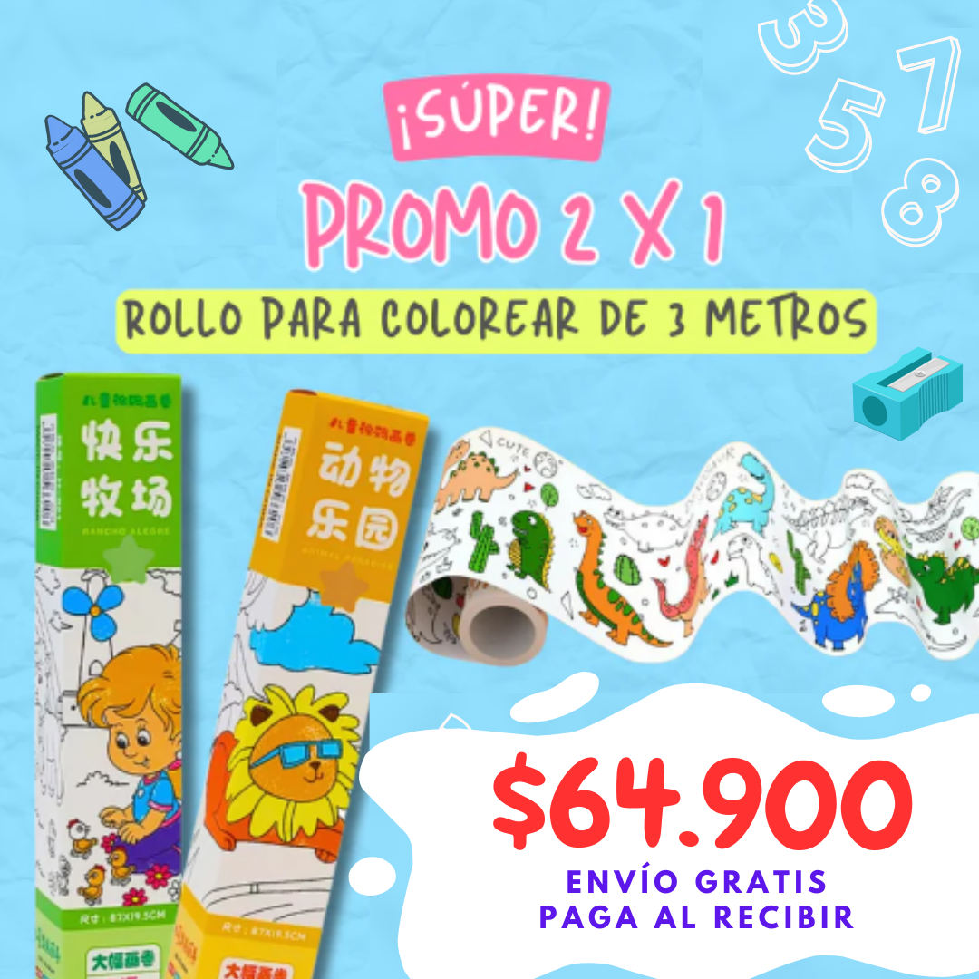 Combo 2x1 Rollo Adhesivo par Colorear